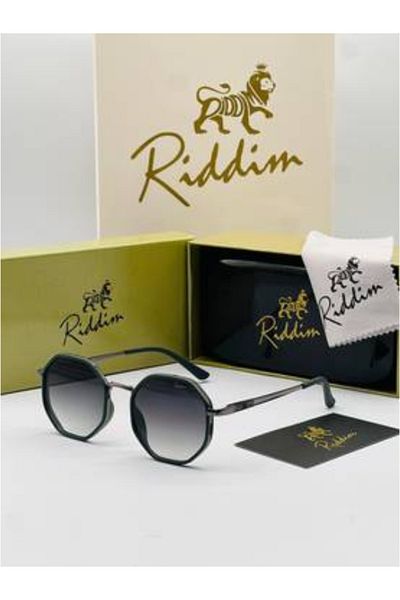 Generic Riddim sunglasses with a stylish geometric design and gray gradient lenses.