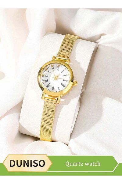 fun zone DUNISO Quartz watch, women's retro disc watch, business alloy watch, with mesh strap, suitable for d