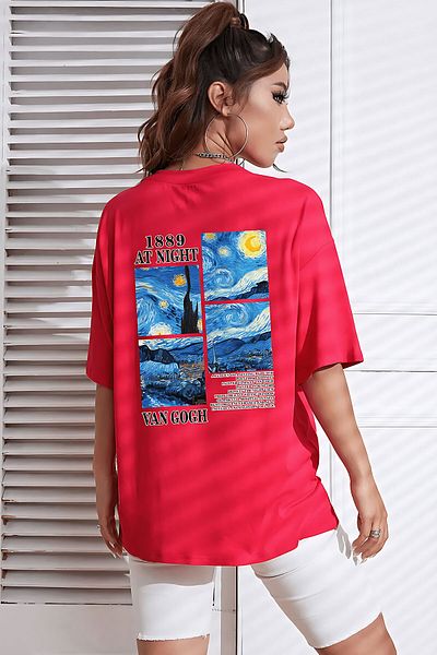 ELFAMİ Unisex Van Gogh Printed Oversize T-shirt