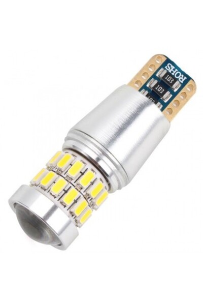 Xenon Bright LED auto T10 Canbus cu 28 SMD 3014 + Lupă fără polaritate