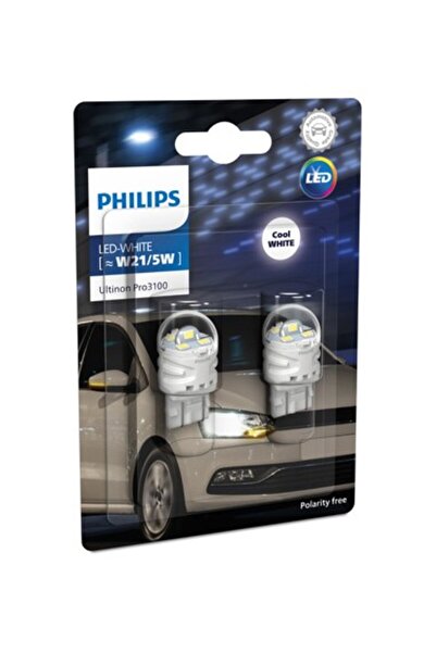 Philips Σετ 2 λευκών λαμπτήρων αυτοκινήτου W21/5W Ultinon Pro3100 SL LED φώτω...