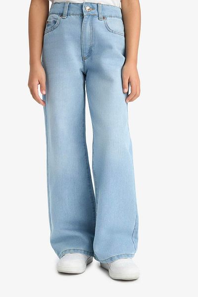 DeFacto Pantaloni de blugi pentru fete, drepte, largi, standard, E7322A825AU