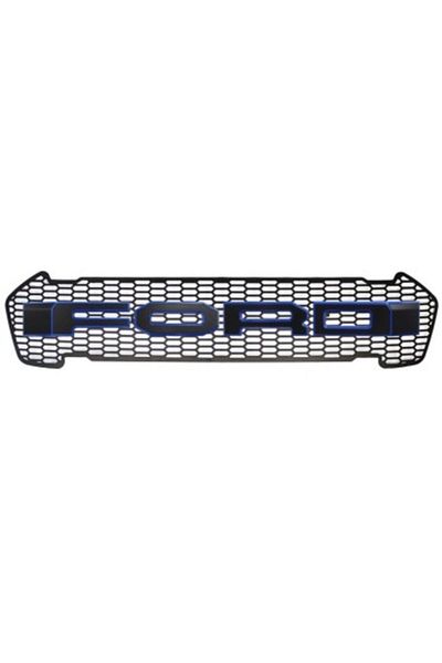 Xenon Bright Grilă radiator neagră mată cu contur albastru, LED-uri portocalii, Ford Ranger T8 2019-2022