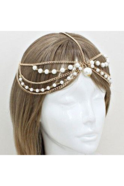 Shiklik Accesoriu de păr pentru femei, cu lanț de perle, elegant și rafinat, ...