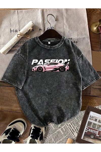 Touz Moda Passion Printed Washable Vintage Unisex Oversize T-Shirt