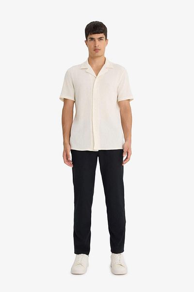 DeFacto Μοντέρνο Fit Polo Collar Crinkle υφασμάτινο κοντομάνικο πουκάμισο F0313AX25AU
