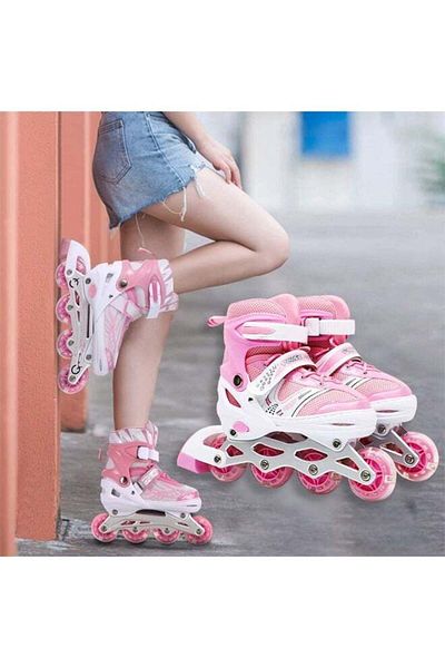 fun zone DUNISO Kids Roller Skates, With LED Illuminated Wheels, Adjustable Size, Anti-Collision and Wear Res