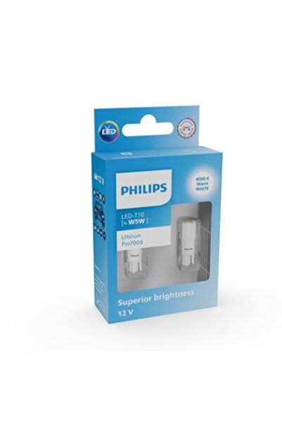 Philips Σετ 2 LED αυτοκινήτου Λευκό W5W Ultinon Pro7000 SL 4000K φλας