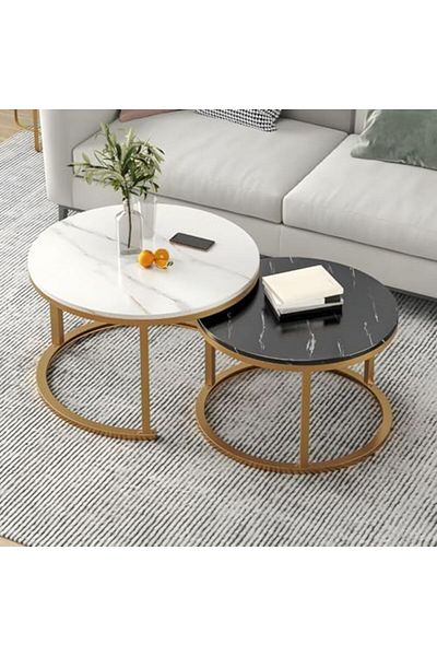 Türkiye Table for Living Room Modern Round Faux Marble Nesting Modern Living Accent Side Coffee Sofa Center