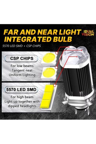 Xenon Bright Bec LED H4 pentru faruri de motocicletă, ATV, scuter, putere 26W/52W, luminozitate 8000 Lm, 12-24V