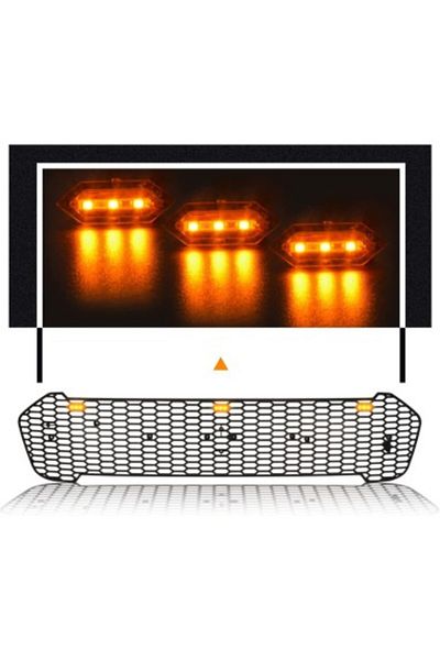 Xenon Bright Grilă radiator neagră mată cu contur roșu, LED-uri portocalii, Ford Ranger T8 2019-2022