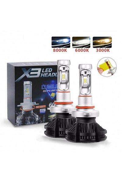 Xenon Bright Set of 2 HB4/9006 X3 Canbus LEDs for car headlights, power 50W, brightness 12,000 Lm, 12V-24V X3-HB4