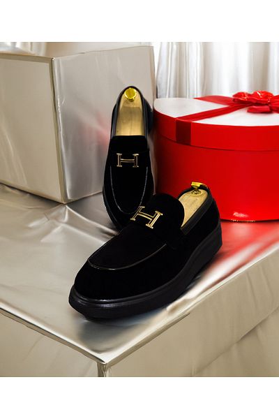EXCLUSIVE STYLE Black velvet loafers - ASLAN