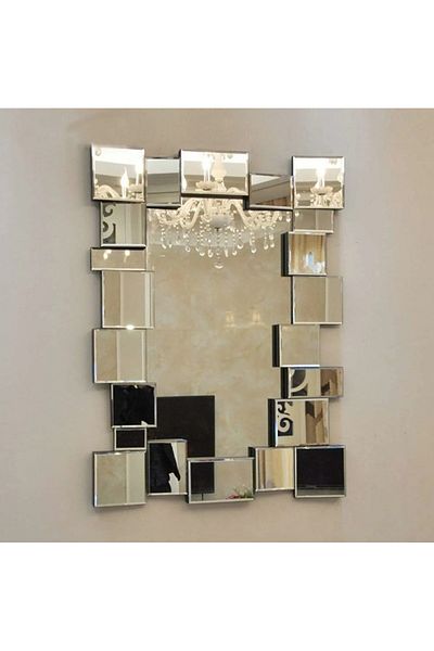 LUXXO Decorative Mirror Kave, Rectangular, Frame Made of Mirror Facets, 100x75cm