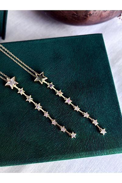 Miltonia Baguette Star Y Steel Necklace