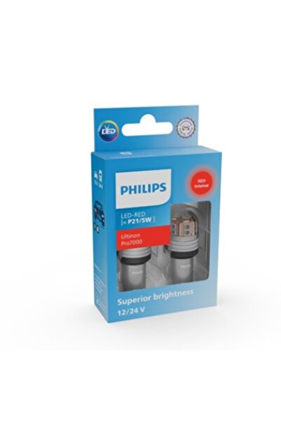 Philips Set de 2 LED-uri auto roșii P21/5W Ultinon Pro7000 SL lampă de frână/spate 12V/24V