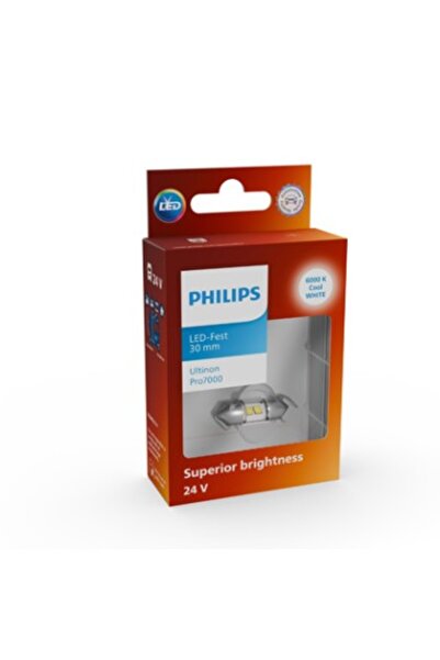 Philips Bec auto cu LED-uri C5w alb, structură Ultinon Pro7000 SL, 30 mm, 24V