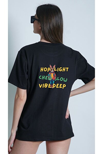 caer تي شيرت كبير الحجم مطبوع عليه Hop Light، امضغ ببطء، اهتز بعمق