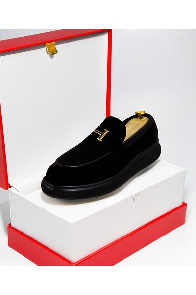 EXCLUSIVE STYLE Black velvet loafers - ASLAN
