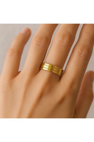 BY YASİN TOPÇU Triple Rhythm Steel Ring (Size 18)