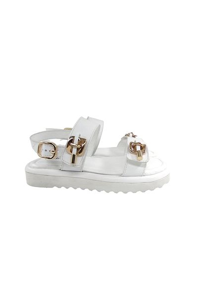 Oneka Shoes Women's Casual Sandals 866425 Kst10013 Side Buckle White Napa