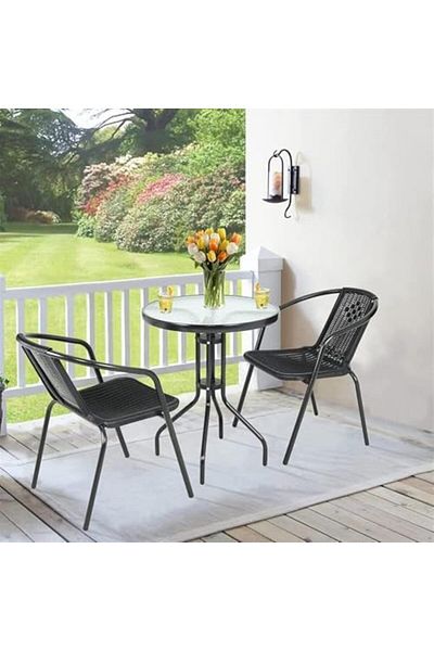 Türkiye Garden Dining Set 3 Piece (2 Chair and 1 Table) Outdoor Furniture Patio Dining Table and Chair Balco
