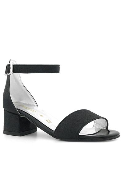 hapshoe Lilo Glittery Black Single Strap Girls' Heeled Evening Dress Shoes