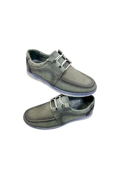 SULA Men's Casual Lace-Up Leather Nubuck Gray Inner Leather Poly Sole