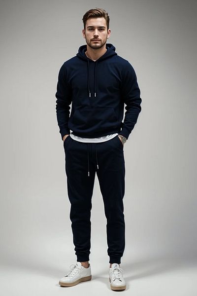 EXCLUSIVE STYLE HOOD tracksuit - Fleece cotton, Navy blue