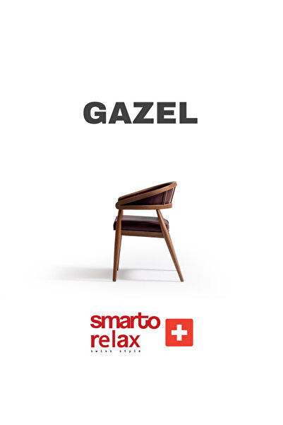 Smarto relax Gazel 2’li Sandalye Seti — Ahşap Ayaklı, Bordo Deri