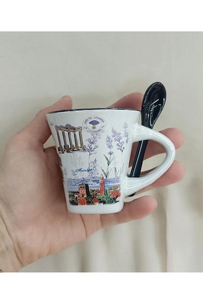 Hd Marketim Cup Mug Ceramic with Handle 100 ml Local Soft Drink Water Coffee Glass Antalya with Image
