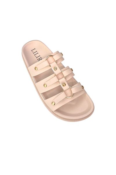 OEM Papuci Dama stil Casual, Talpa Confortabila, Piele Ecologica, Usori si Moderni, Bej , 39