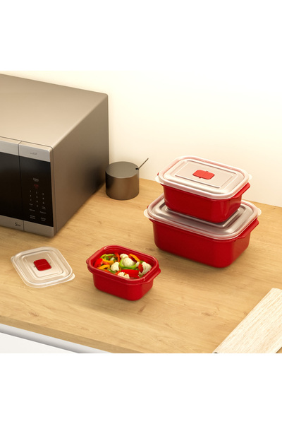 Se Yank Haus 3 Piece Heat'N Go Rectangular Set (500 X 1000 X 2000 ml) Storage and Storage Container