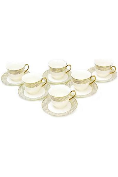 Blackstone YOKOSAKI 12-Piece Turkish Tea Cup Set - 250ml 6xCups & 14.5cm 6xSaucers