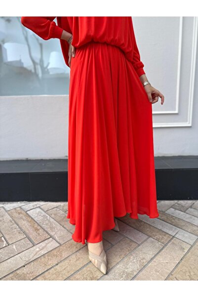 Babil Butik Embroidery Detailed Padded Skirt Women's Set Pomegranate Flower