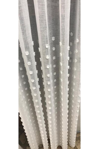 Taç Tul de perdea de lux cu pompon de fundal din in floral Tac