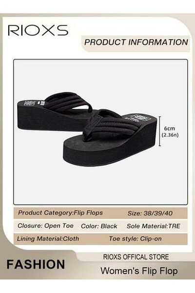 RIOXS Women's Flip Flops Thong Wedge Platform Sandals Arch Support Slippers High Heel Cushion Shoes