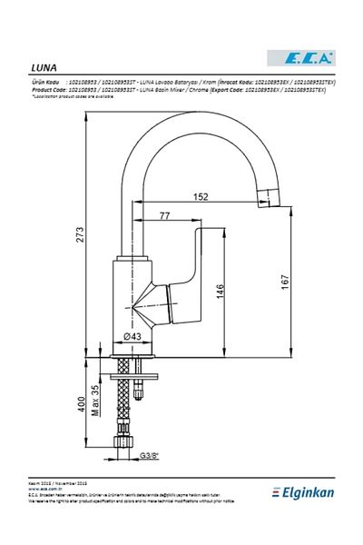 Eca Luna Sink Faucet with Swan Spout
