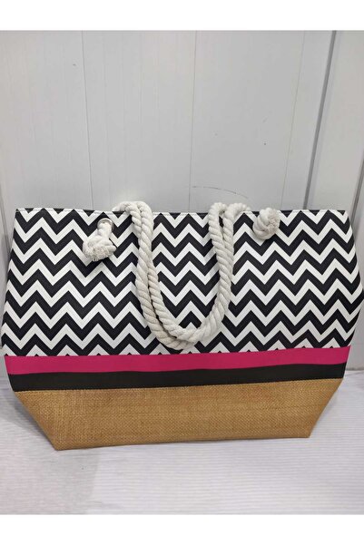 3nbe Beach Bag Zippered Straw Handle