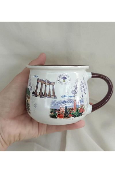 Hd Marketim Cup Mug Ceramic with Handle 200 ml Local Soft Drink Water Coffee Glass Antalya with Image