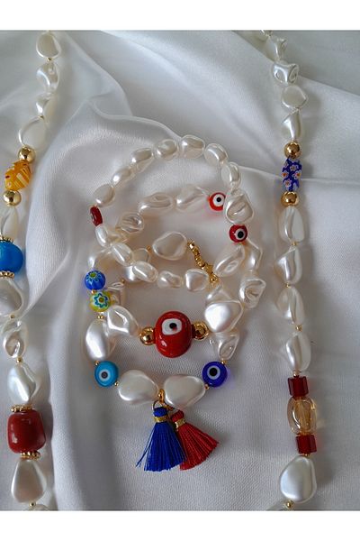 Minnoş Dükkan Authentic Pearl Necklace Bracelet Set