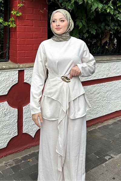 Ovn. Arin Belt Detailed Suit - Stone Color