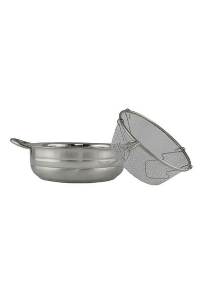 gogiva Stainless steel fryer set, saucepan with basket for frying potatoes, donuts, meat, fish, 3.5L