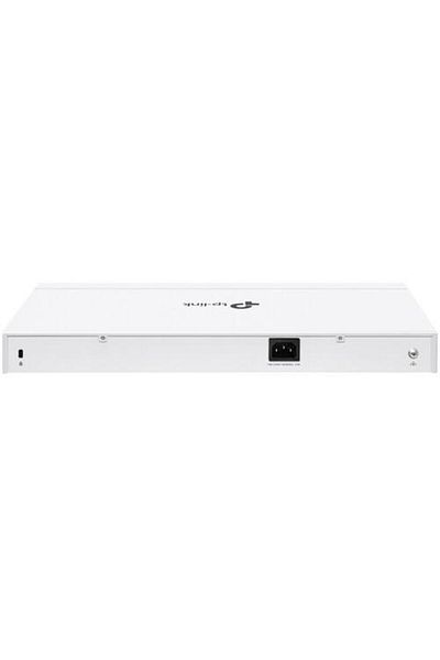 TP-LINK 28-port switch, 24× Gigabit 802.3af/at PoE+ ports and 4× Gigabit SFP slots, head