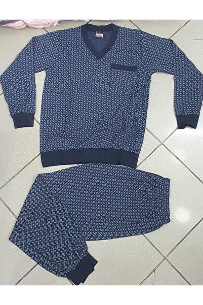 ZİRVE HOMEWEAR بدلة بيجامة كلاسيكية للرجال برقبة على شكل حرف V