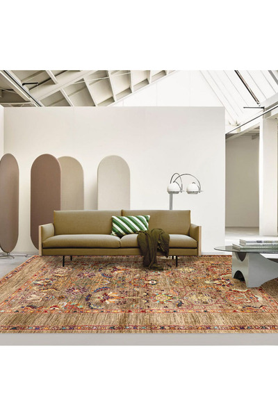 rugseason Vitage Harman Motif Etnik Desenli Eskitme Model Dokuma Taban Kilim