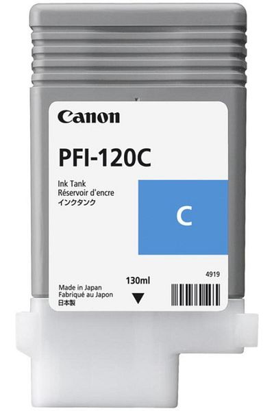 Canon PFI-120C ink cartridge, cyan, capacity 130ml, for TM 200/205/300/305.