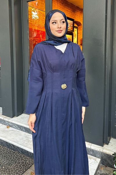 Ovn. Milan Pile Detailed Dress - Navy Blue