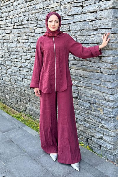 Ovn. Zippered Modal Suit - Claret Red