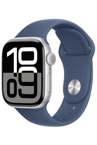 Apple Watch Series 10 GPS 42mm Silver Aluminium Case with Denim Sport Band - S/M